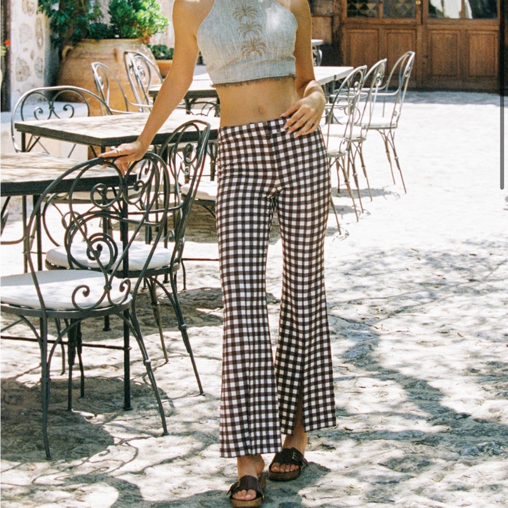 Nwt brown gingham checkered pants